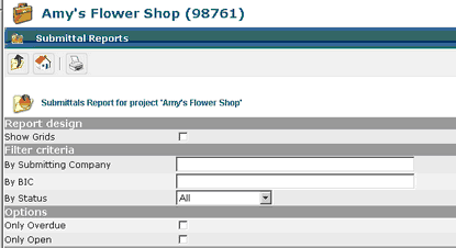 Submittal Report Detail Options